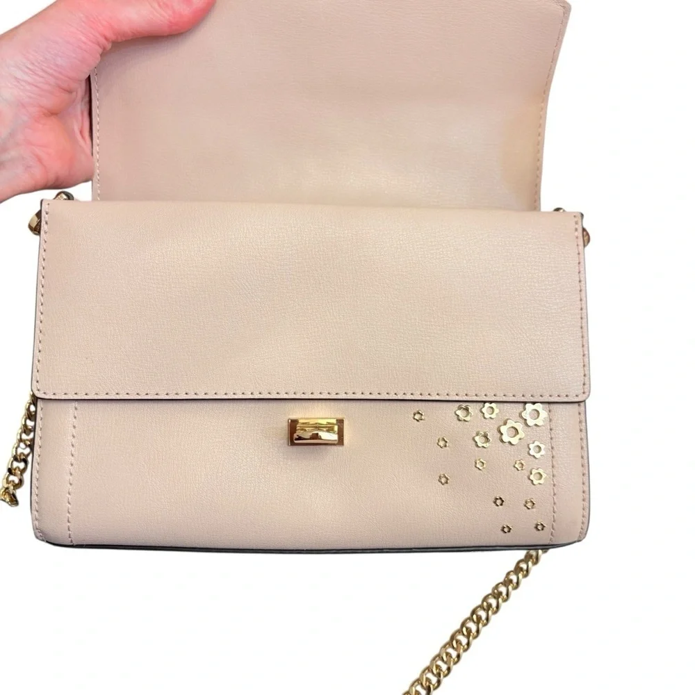 Michael kors pink Kinsley blossom embellished floral crossbody double flap bag